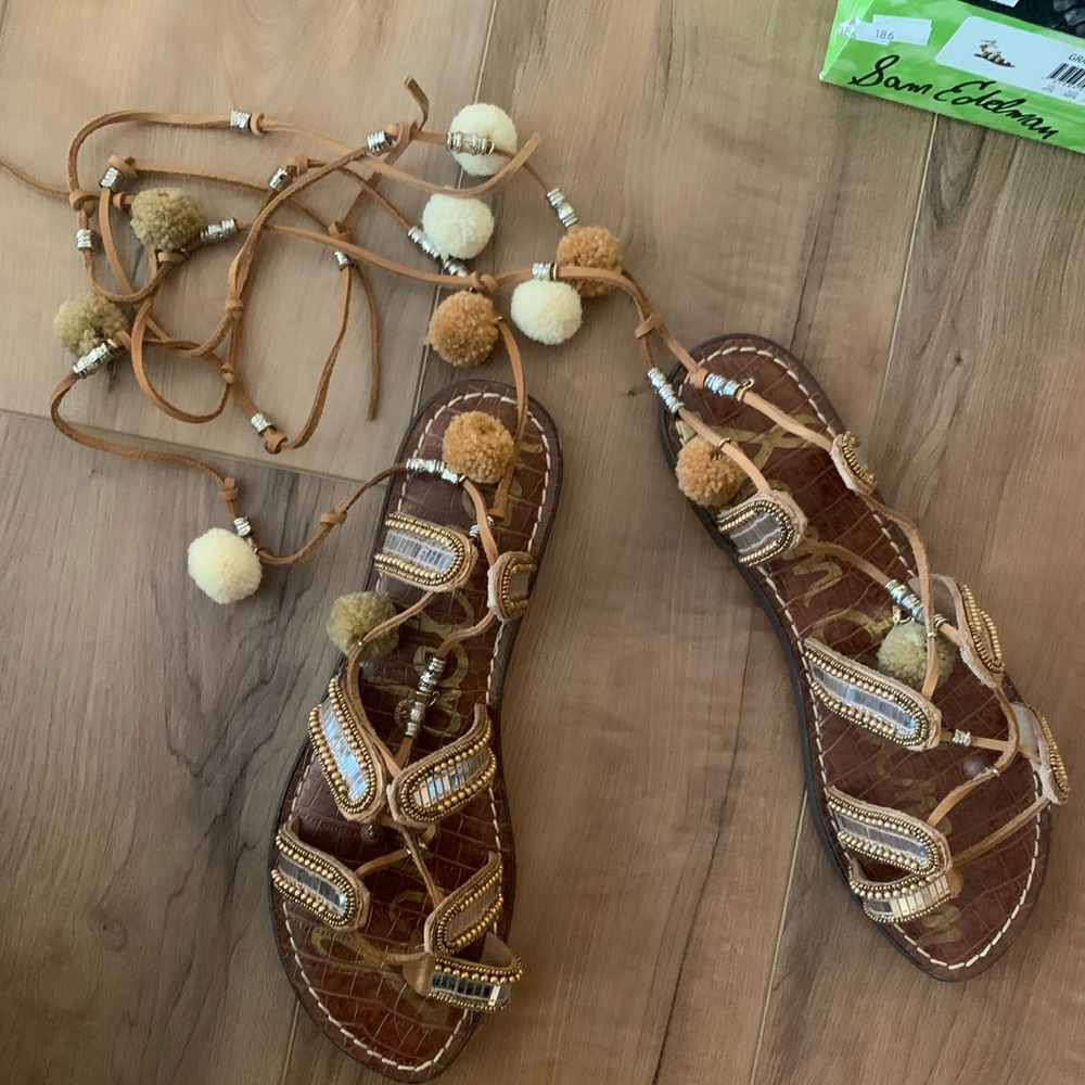 Sam Edelman Pom Pom Beaded Sandals